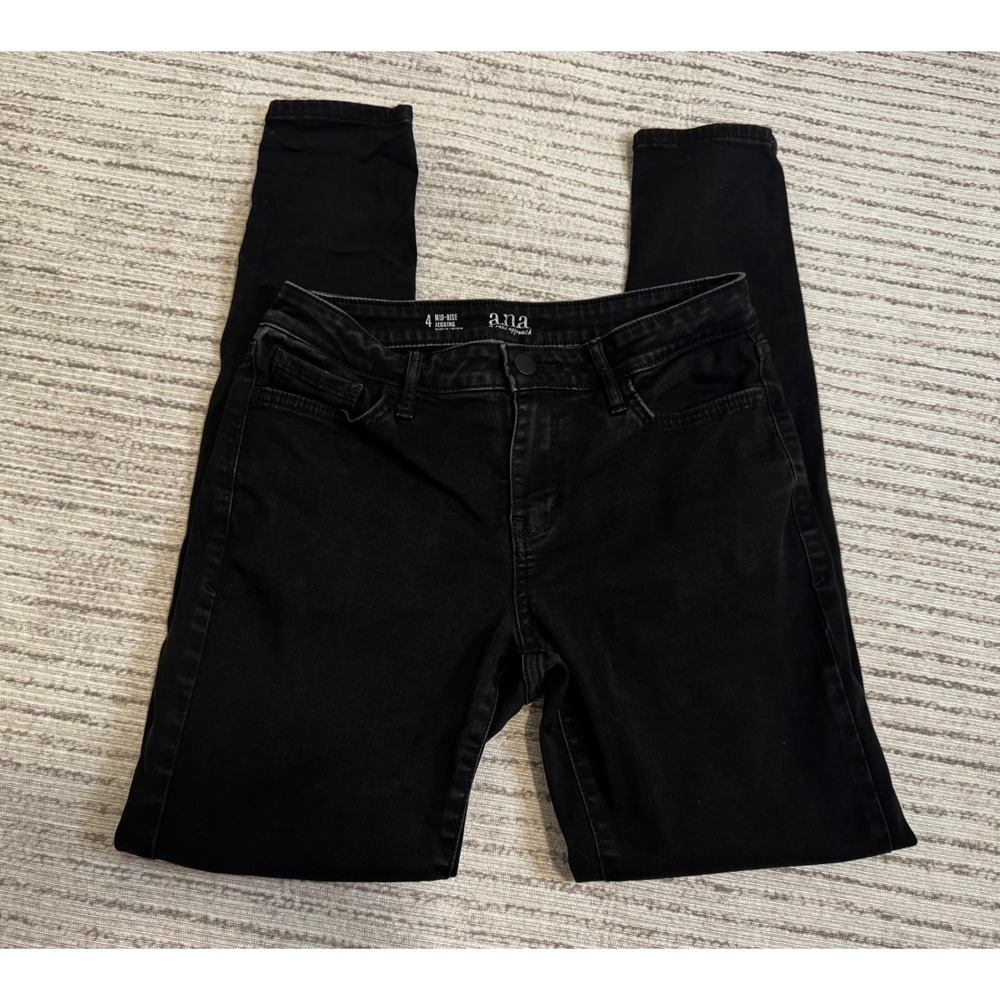 ANA A New Approach Womens Black Mid Rise Jeggings Skinny Jeans Size 4